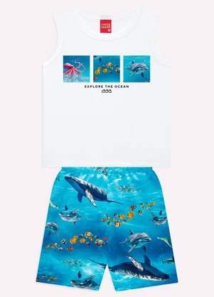 Kyly - Conjunto Infantil Menino Fundo do Mar Branco - KYLY