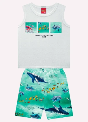 Kyly - Conjunto Infantil Menino Fundo do Mar Cinza - KYLY