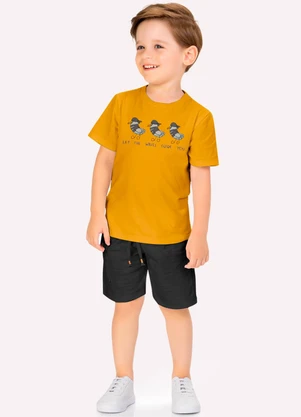 Milon - Conjunto Infantil Menino Gaivotas Amarelo - MILON