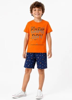 Rosa Azul - Conjunto Infantil Menino Game Day Verão Laranja - ROSA AZUL