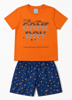 Rosa Azul - Conjunto Infantil Menino Game Day Verão Laranja - ROSA AZUL