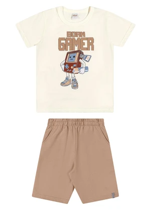 Elian - Conjunto Infantil Menino Gamer Bege - ELIAN