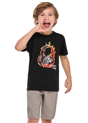 Elian - Conjunto Infantil Menino Gamer Fire Preto - ELIAN