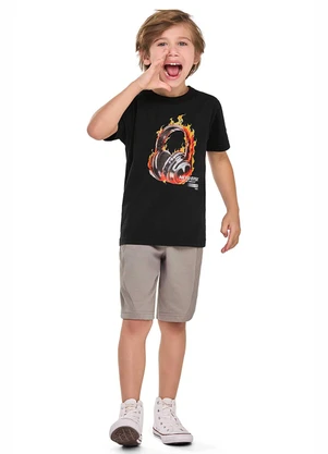 Elian - Conjunto Infantil Menino Gamer Fire Preto - ELIAN