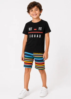Rosa Azul - Conjunto Infantil Menino Get Fit Verão Preto - ROSA AZUL
