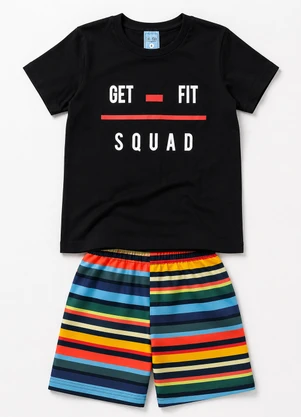 Rosa Azul - Conjunto Infantil Menino Get Fit Verão Preto - ROSA AZUL