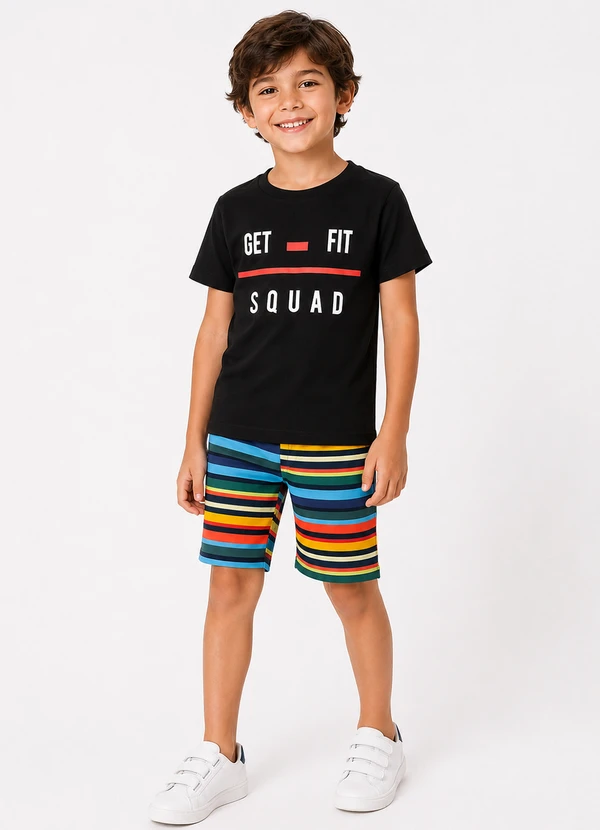 Rosa Azul - Conjunto Infantil Menino Get Fit Verão Preto