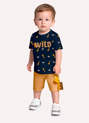 Kyly - Conjunto Infantil Menino Girafa Azul Marinho - KYLY