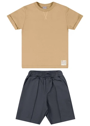 Colorittá - Conjunto Infantil Menino Gola Bordada Bege - COLORITTÁ