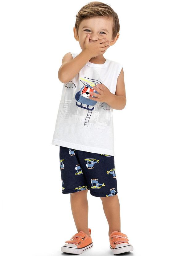 Kyly - Conjunto Infantil Menino Helicóptero Branco