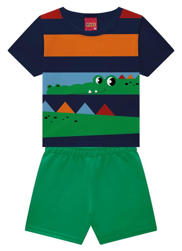 Kyly - Conjunto Infantil Menino Jacaré Azul Marinho