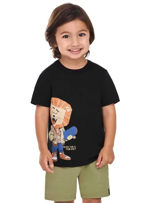 Elian - Conjunto Infantil Menino Leão Skatista Preto - ELIAN