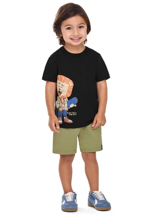 Elian - Conjunto Infantil Menino Leão Skatista Preto - ELIAN