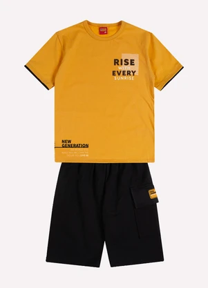 Kyly - Conjunto Infantil Menino Lettering Amarelo - KYLY