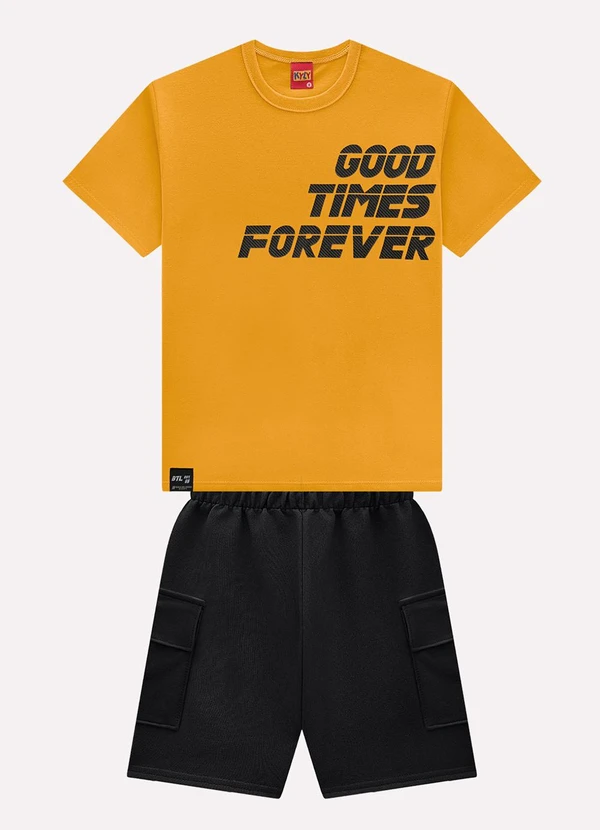 Kyly - Conjunto Infantil Menino Lettering Amarelo