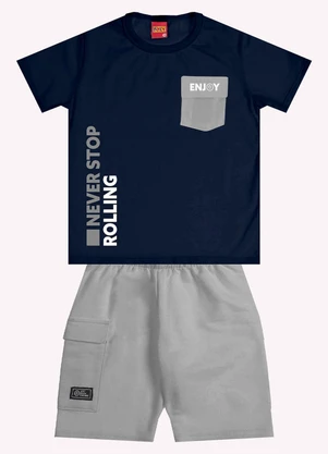 Kyly - Conjunto Infantil Menino Lettering Azul Marinho - KYLY