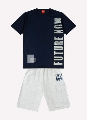 Kyly - Conjunto Infantil Menino Lettering Azul Marinho - KYLY