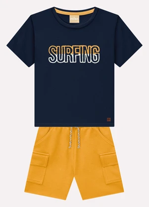 Milon - Conjunto Infantil Menino Lettering Azul Marinho - MILON