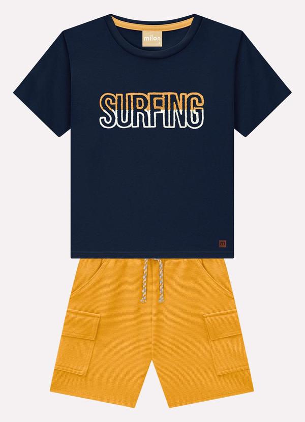 Milon - Conjunto Infantil Menino Lettering Azul Marinho 2