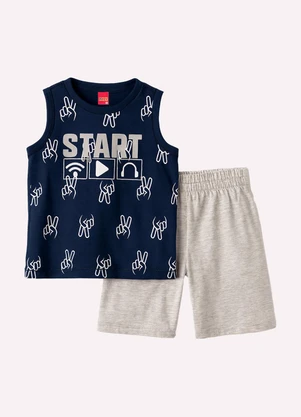 Kyly - Conjunto Infantil Menino Lettering Azul Marinho - KYLY