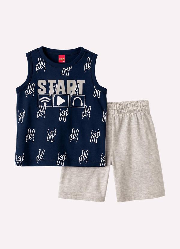 Kyly - Conjunto Infantil Menino Lettering Azul Marinho