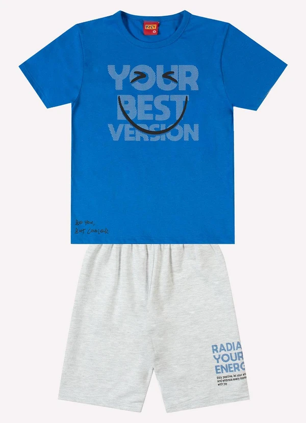 Kyly - Conjunto Infantil Menino Lettering Azul