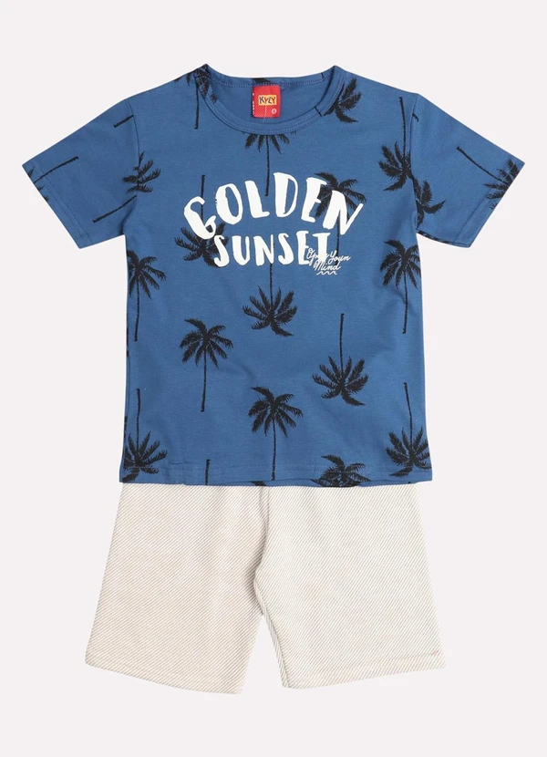 Kyly - Conjunto Infantil Menino Lettering Azul