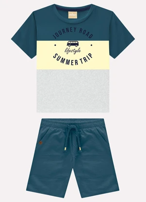 Milon - Conjunto Infantil Menino Lettering Azul - MILON