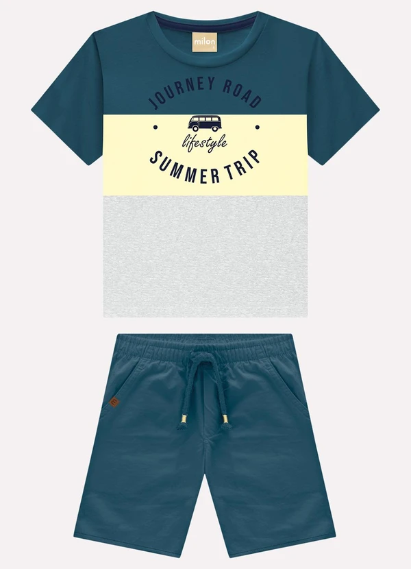 Milon - Conjunto Infantil Menino Lettering Azul