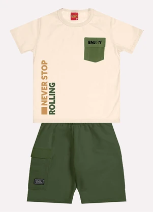 Kyly - Conjunto Infantil Menino Lettering Bege - KYLY