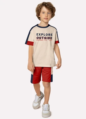 Milon - Conjunto Infantil Menino Lettering Bege - MILON