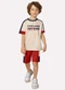 Milon - Conjunto Infantil Menino Lettering Branco - variação: Bege