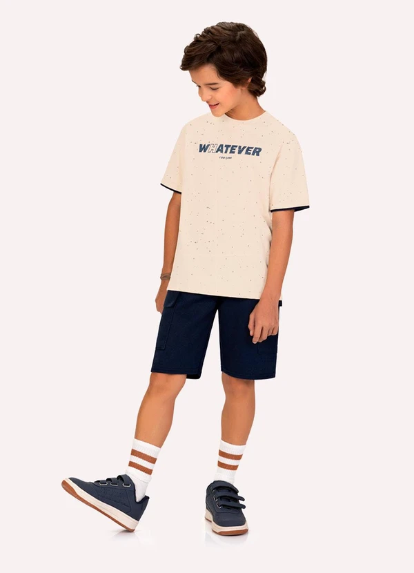 Kyly - Conjunto Infantil Menino Lettering Bege