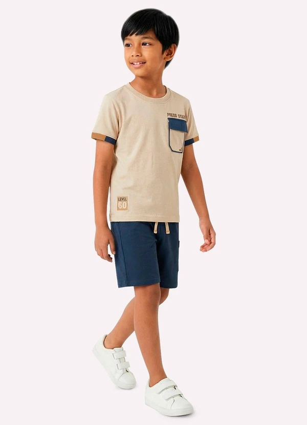 Kyly - Conjunto Infantil Menino Lettering Bege