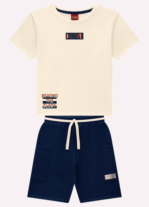 Kyly - Conjunto Infantil Menino Lettering Bege