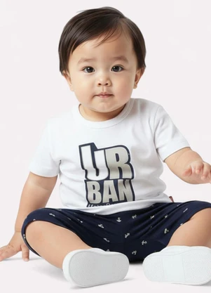 Kyly - Conjunto Infantil Menino Lettering Branco - KYLY
