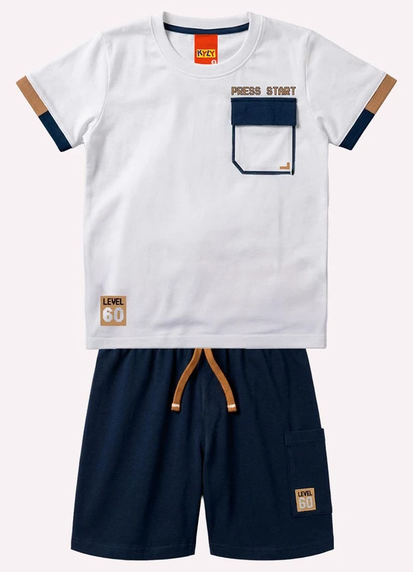 Kyly - Conjunto Infantil Menino Lettering Branco