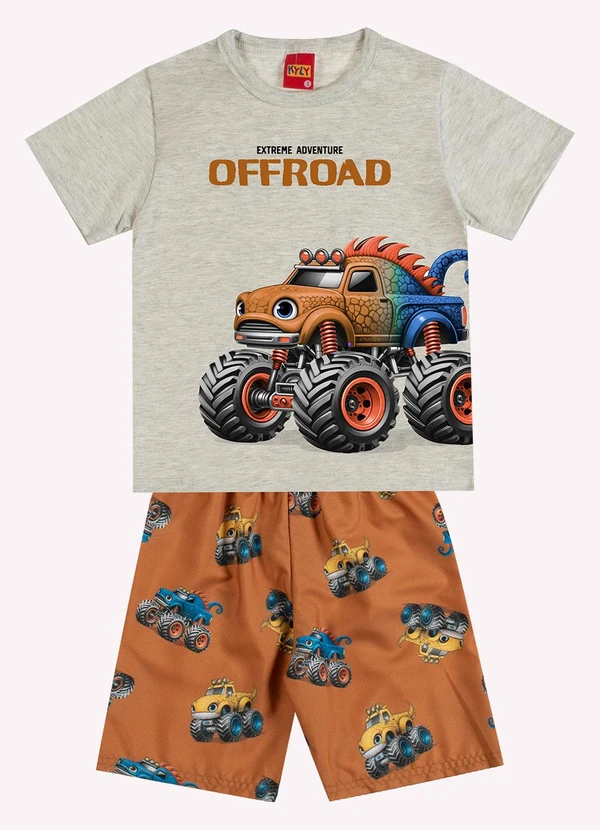 Kyly - Conjunto Infantil Menino Lettering Cinza