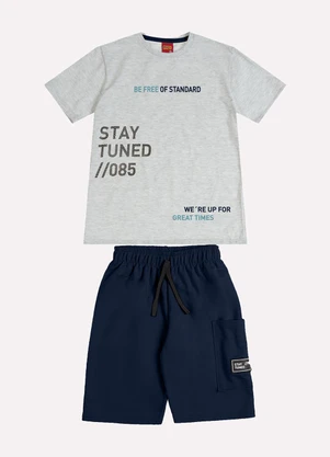 Kyly - Conjunto Infantil Menino Lettering Cinza - KYLY