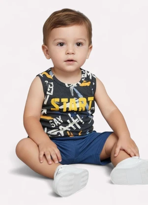 Kyly - Conjunto Infantil Menino Lettering Cinza - KYLY