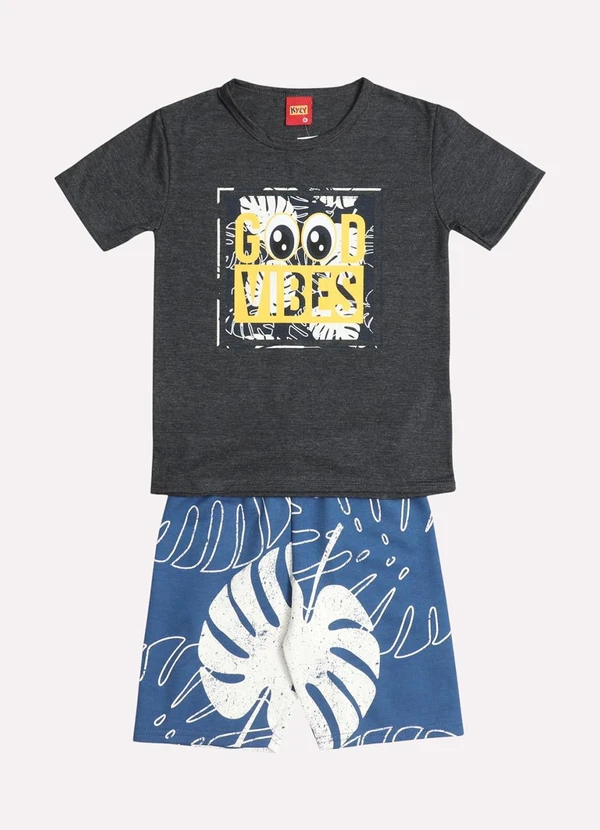 Kyly - Conjunto Infantil Menino Lettering Cinza