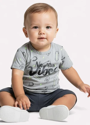 Kyly - Conjunto Infantil Menino Lettering Cinza - KYLY