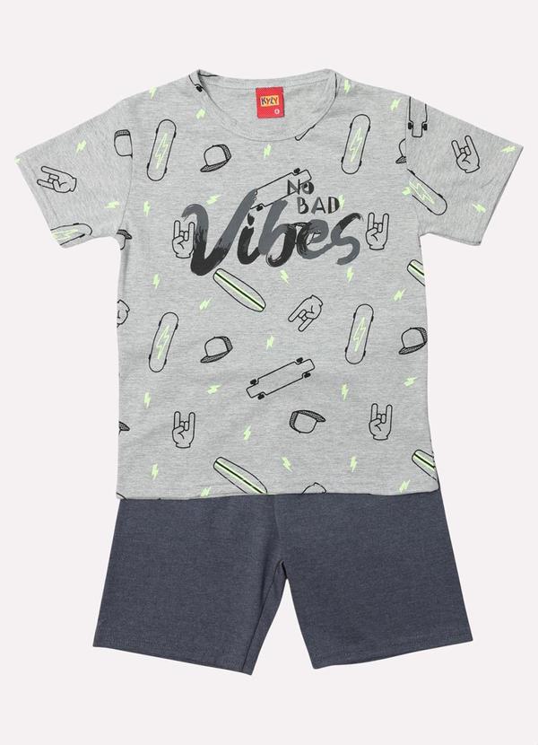 Kyly - Conjunto Infantil Menino Lettering Cinza