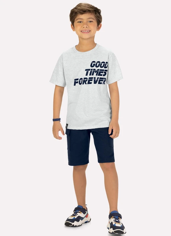 Kyly - Conjunto Infantil Menino Lettering Cinza