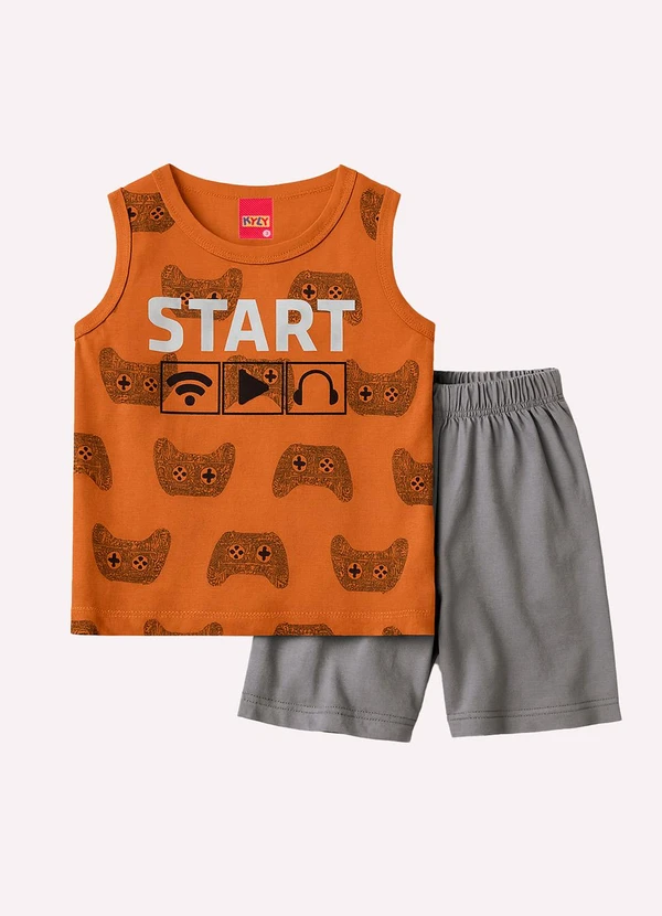 Kyly - Conjunto Infantil Menino Lettering Laranja