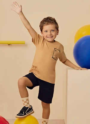 Kyly - Conjunto Infantil Menino Lettering Marrom - KYLY