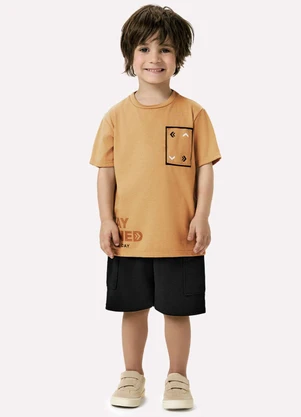 Kyly - Conjunto Infantil Menino Lettering Marrom - KYLY