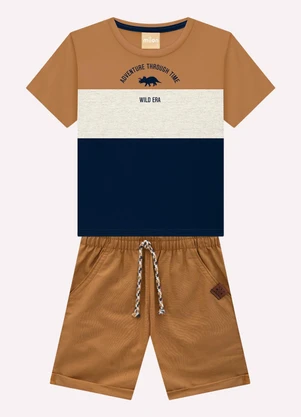 Milon - Conjunto Infantil Menino Lettering Marrom - MILON
