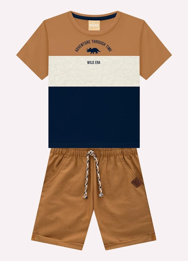 Milon - Conjunto Infantil Menino Lettering Marrom