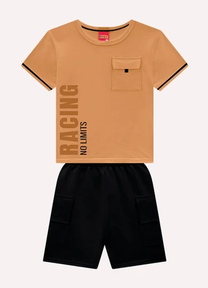Kyly - Conjunto Infantil Menino Lettering Marrom - KYLY